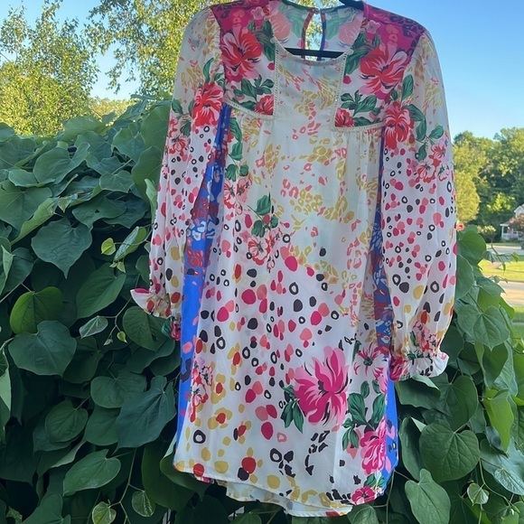 Umgee Mixed Print Crochet Ruffle Dress size Small bohemian summer - Picture 10 of 13